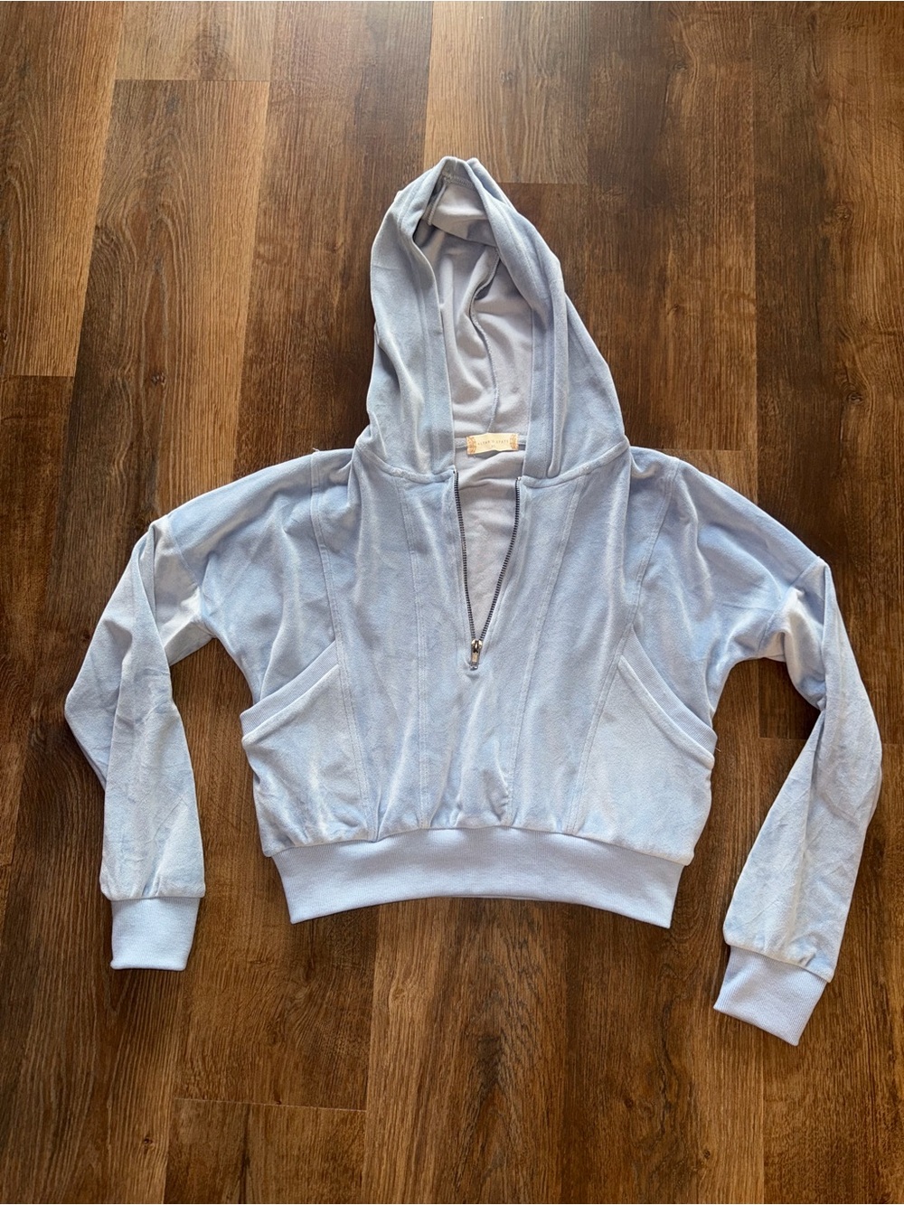 Altar'd State Light Blue Women's Hooded Zip Pullover Top - size XS
